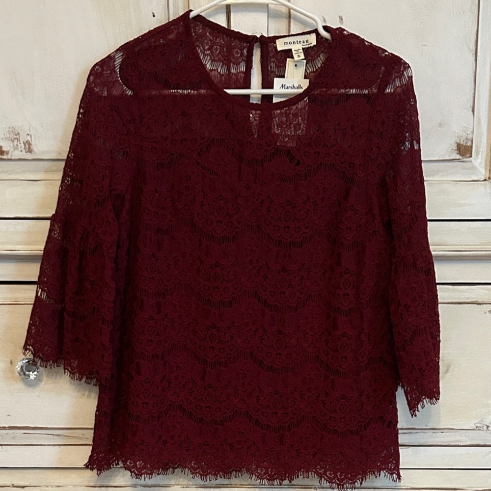 Deep Red Lace Blouse